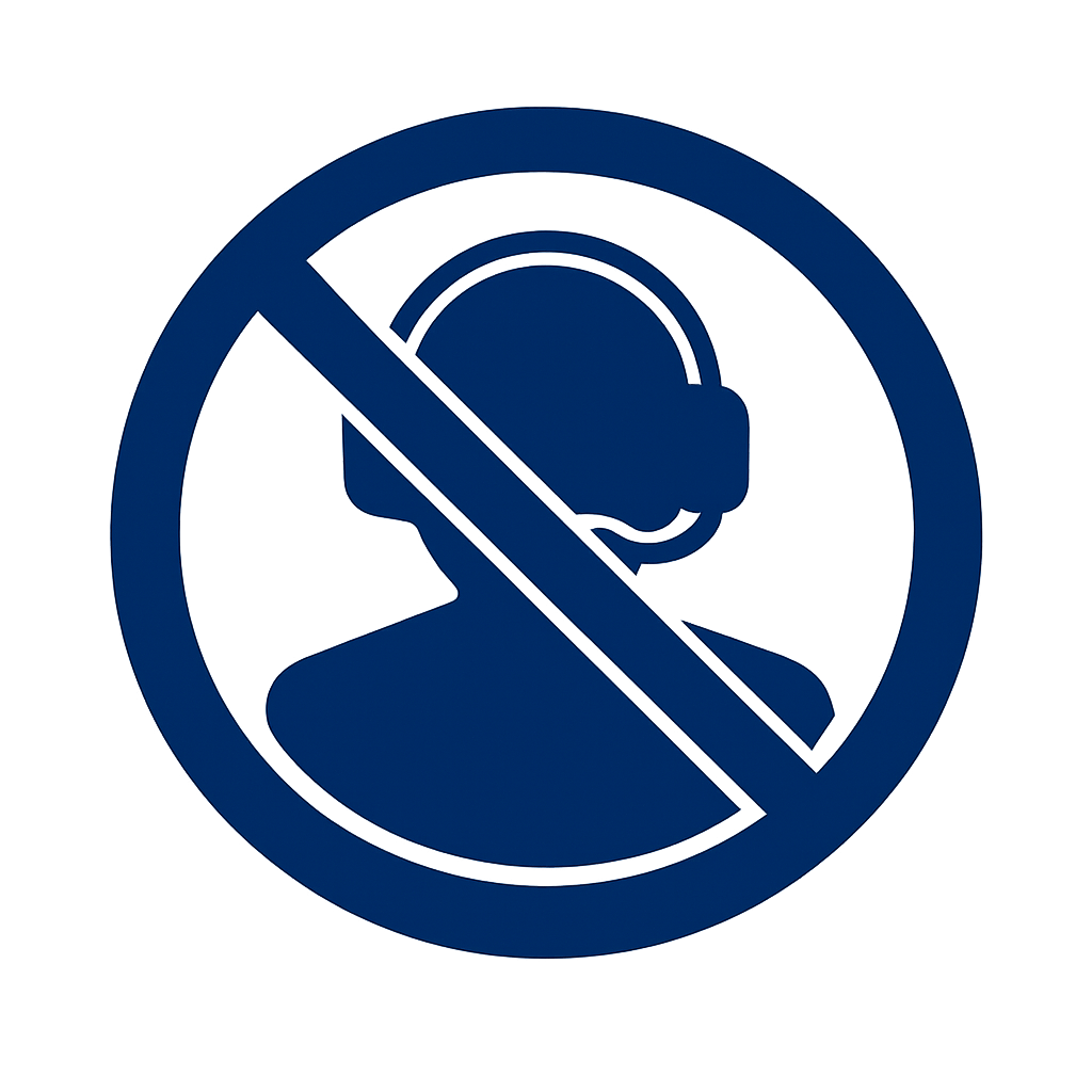 can you create a simple one colored image that conveys no call center in navy blue can you remove the words-1